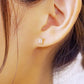 [Second Earrings] 18K Yellow Gold Cubic Zirconia Bucket Cut Earrings - Model Image
