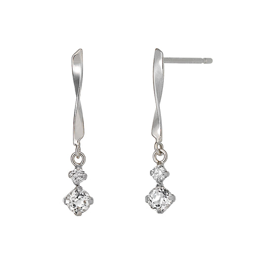 14K / 10K White Gold Diamond Twisted Earrings - Product Image