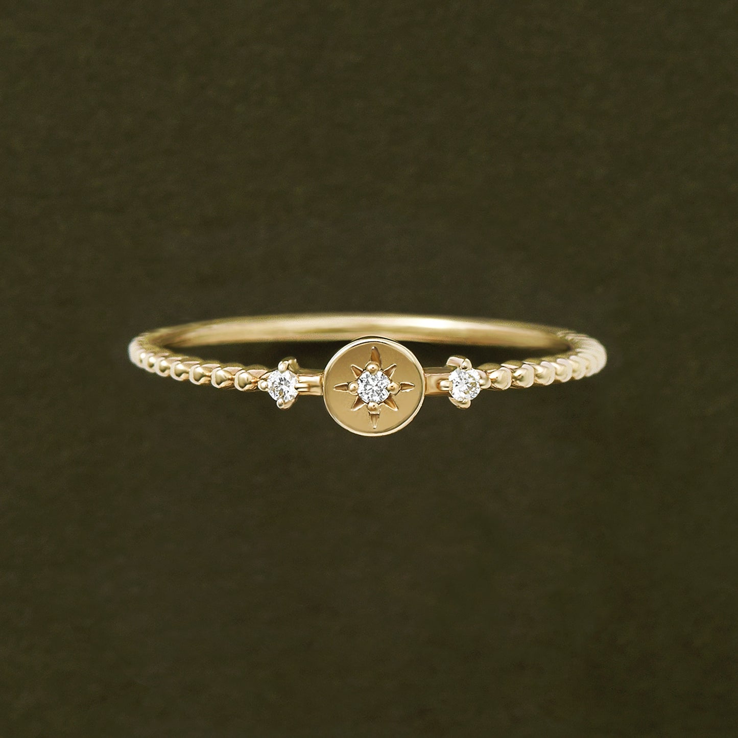 10K Yellow Gold Milgrain Diamond Ring - Product Image