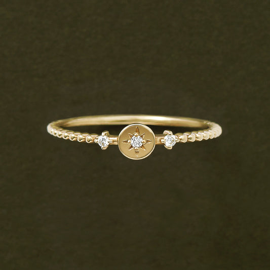 10K Yellow Gold Milgrain Diamond Ring - Product Image