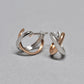 14K/10K Gold Cross Design Mini Hoop Earrings (White Gold / Rose Gold) - Product Image