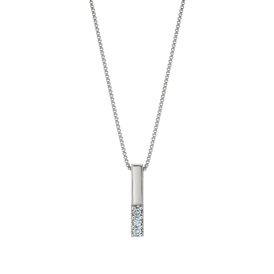 10K White Gold Ice Blue Diamond Bar Necklace - Product Image