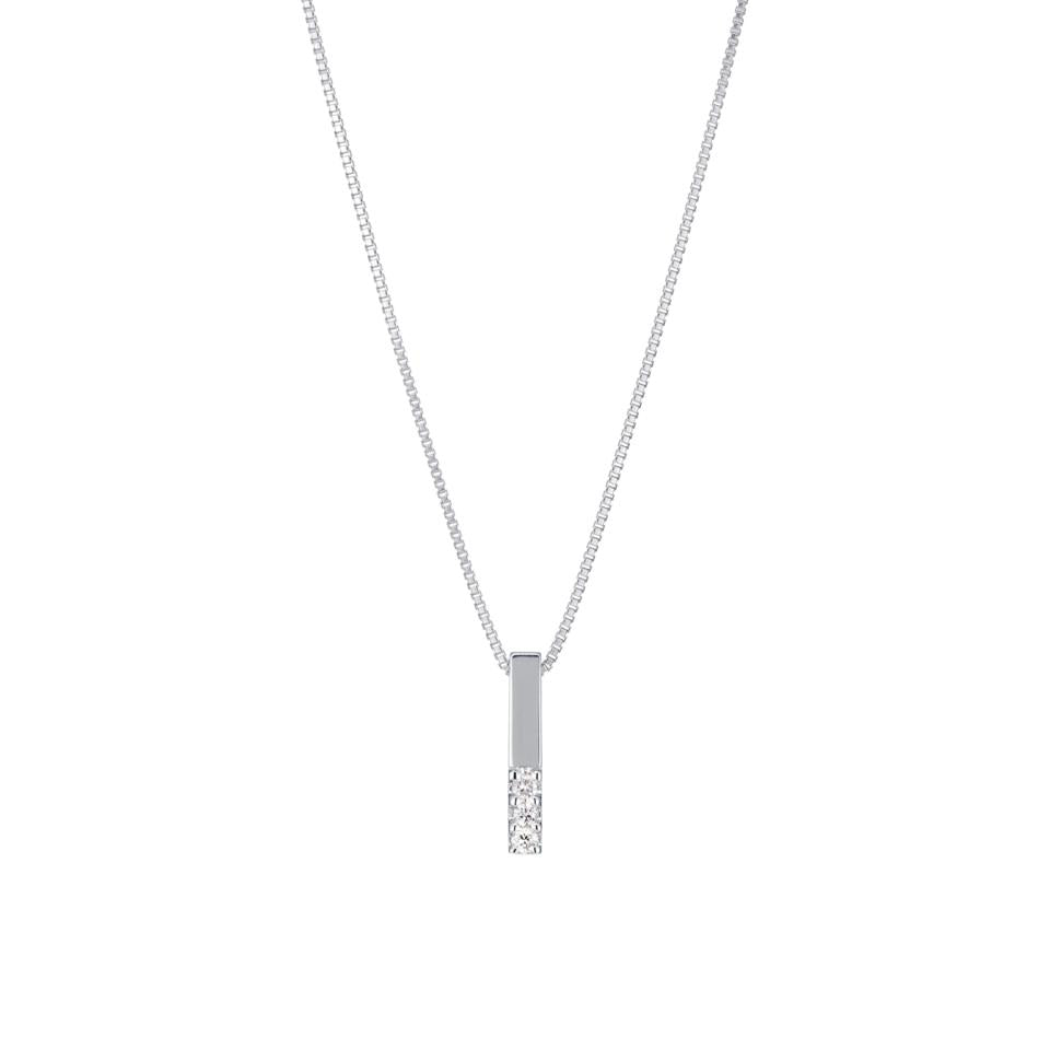 10K White Gold Diamond Bar Necklace - Product Image