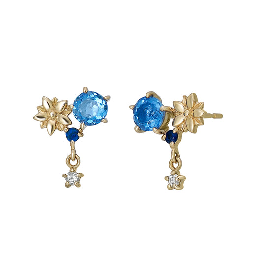 [Birth Flower Jewelry] September Gentian Earrings (Yellow Gold) - Product Image