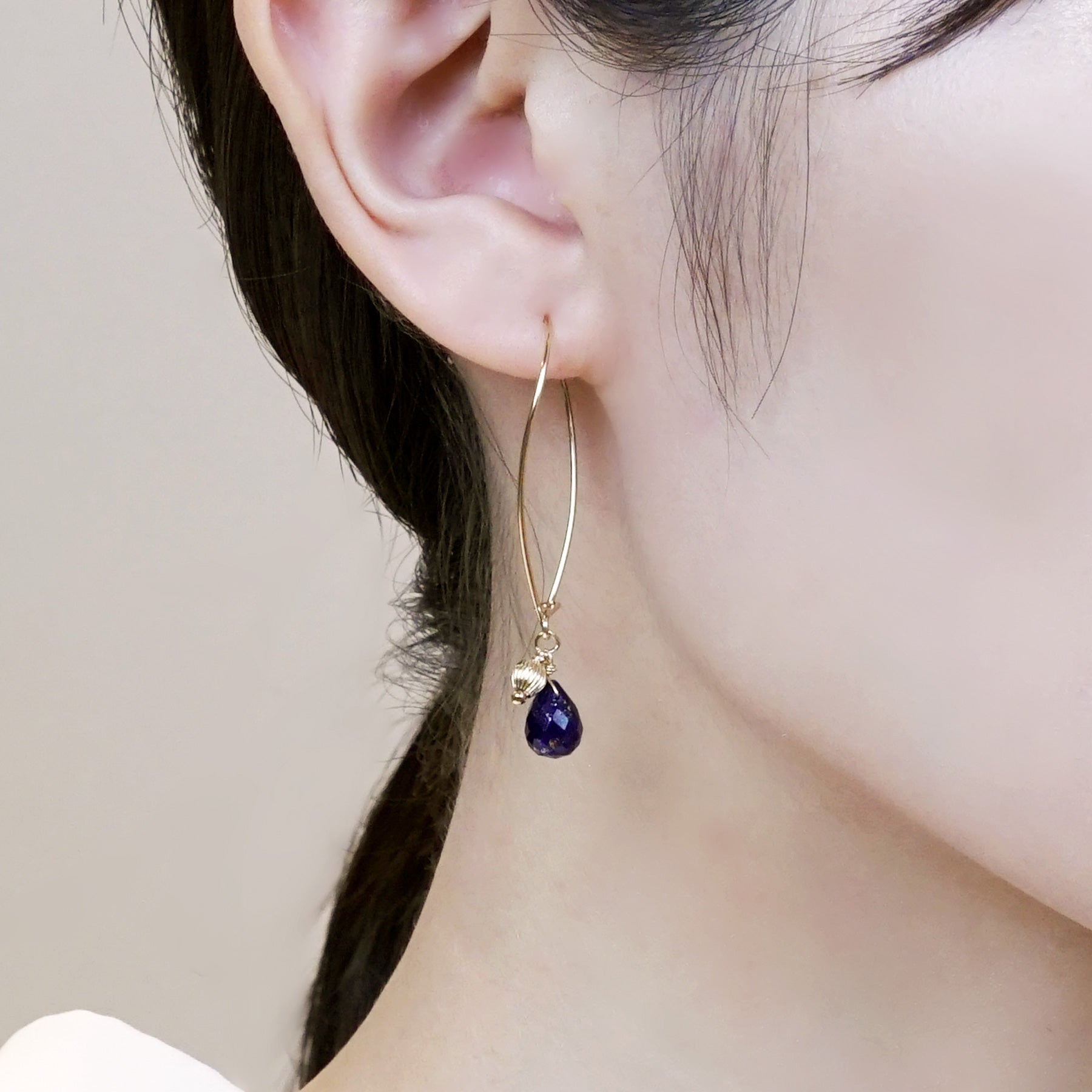 Gold Filled Wavy Hoop Earrings - Model Image
