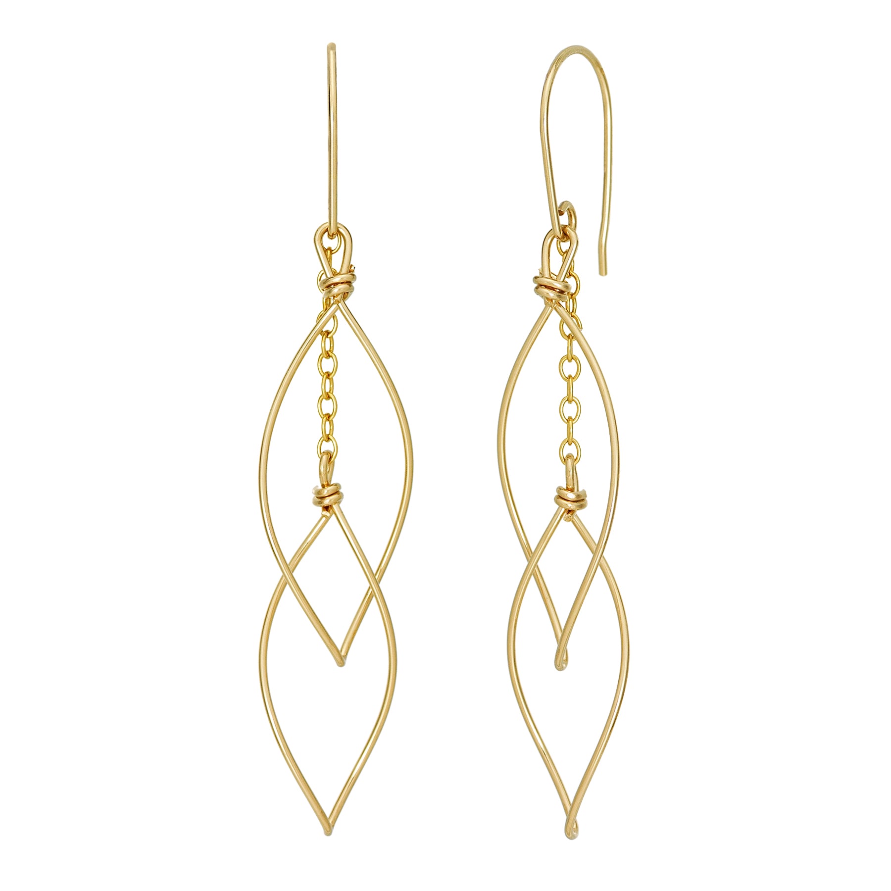 Gold Filled Double Marquise Wire Earrings - Product Image