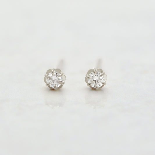 [Second Earrings] Platinum Fiolette Setting Diamond Earrings 0.1ct - Product Image