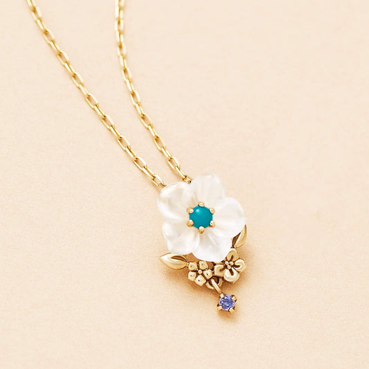 [Birth Flower Jewelry] December - Christmas Rose Necklace (10K Yellow Gold) - Product Image