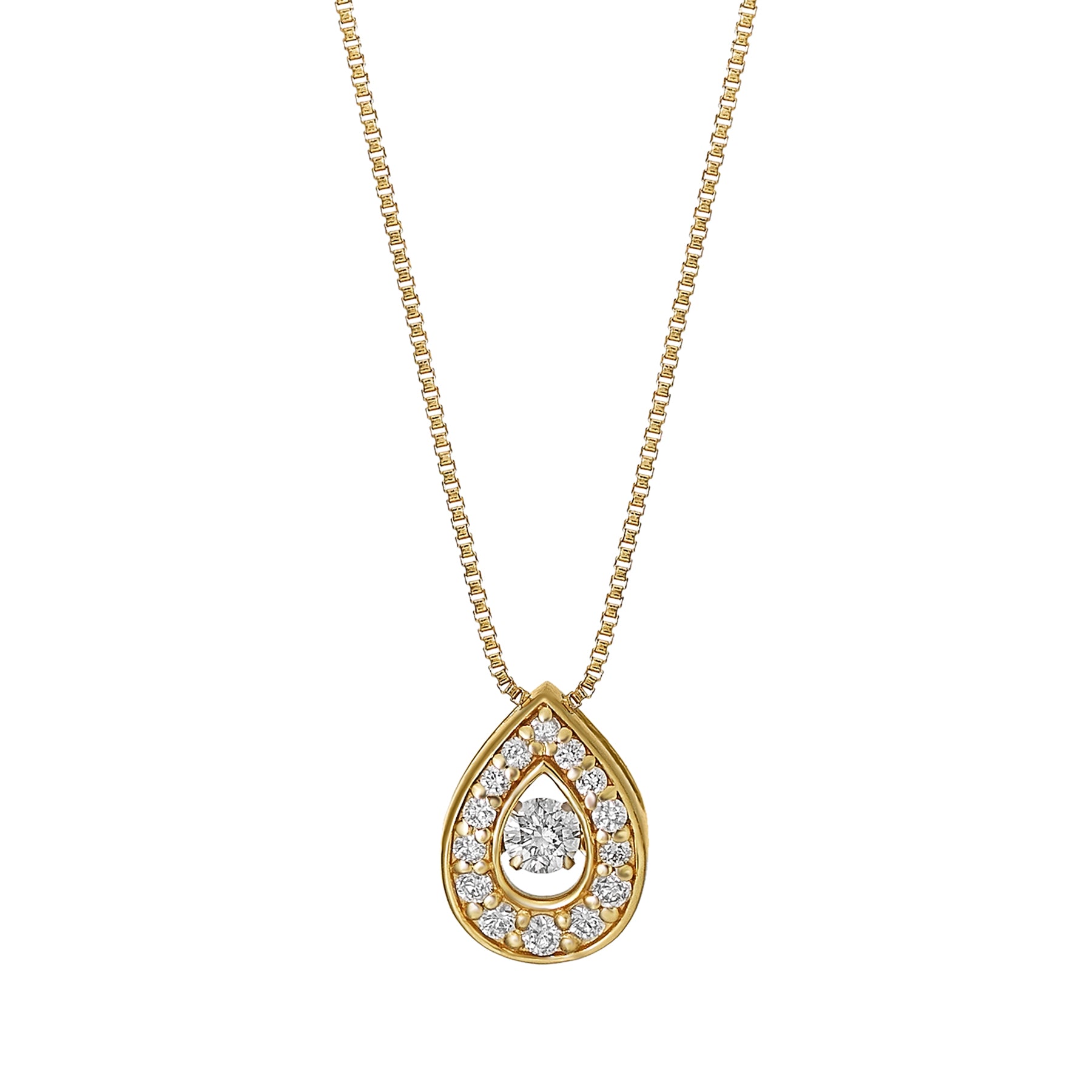 18K Yellow Gold Dancing Diamond Drop Necklace - Product Image