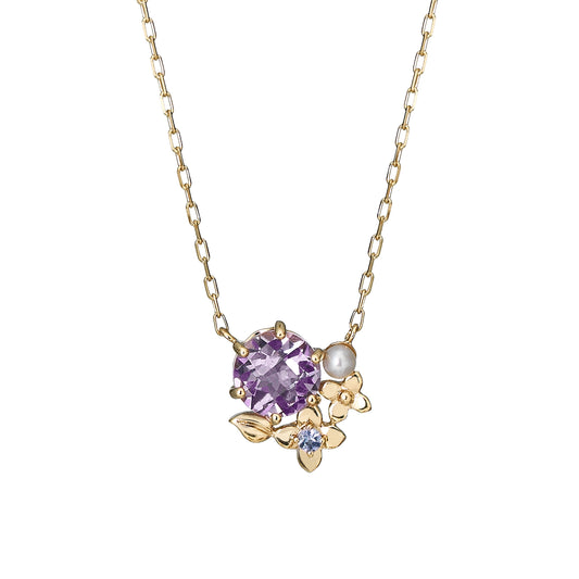 [Birth Flower Jewelry] June - Hydrangea Necklace (10K Yellow Gold) - Product Image