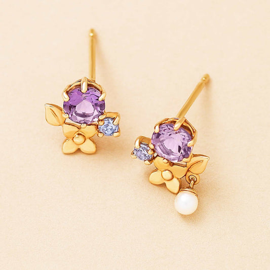 [Birth Flower Jewelry] June - Hydrangea Earrings (18K/10K Yellow Gold) - Product Image