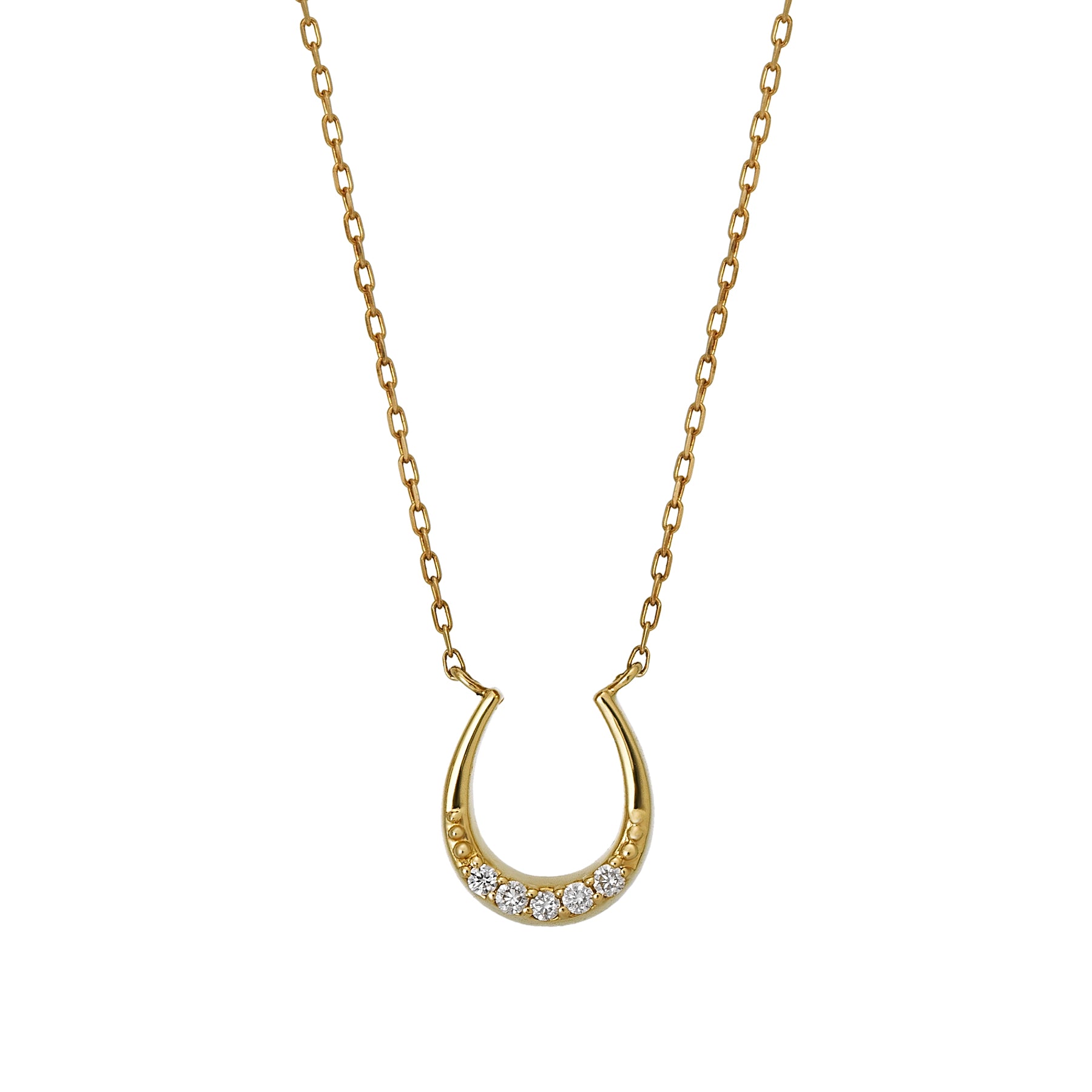 18K Yellow Gold Diamond Horseshoe Necklace - Product Image