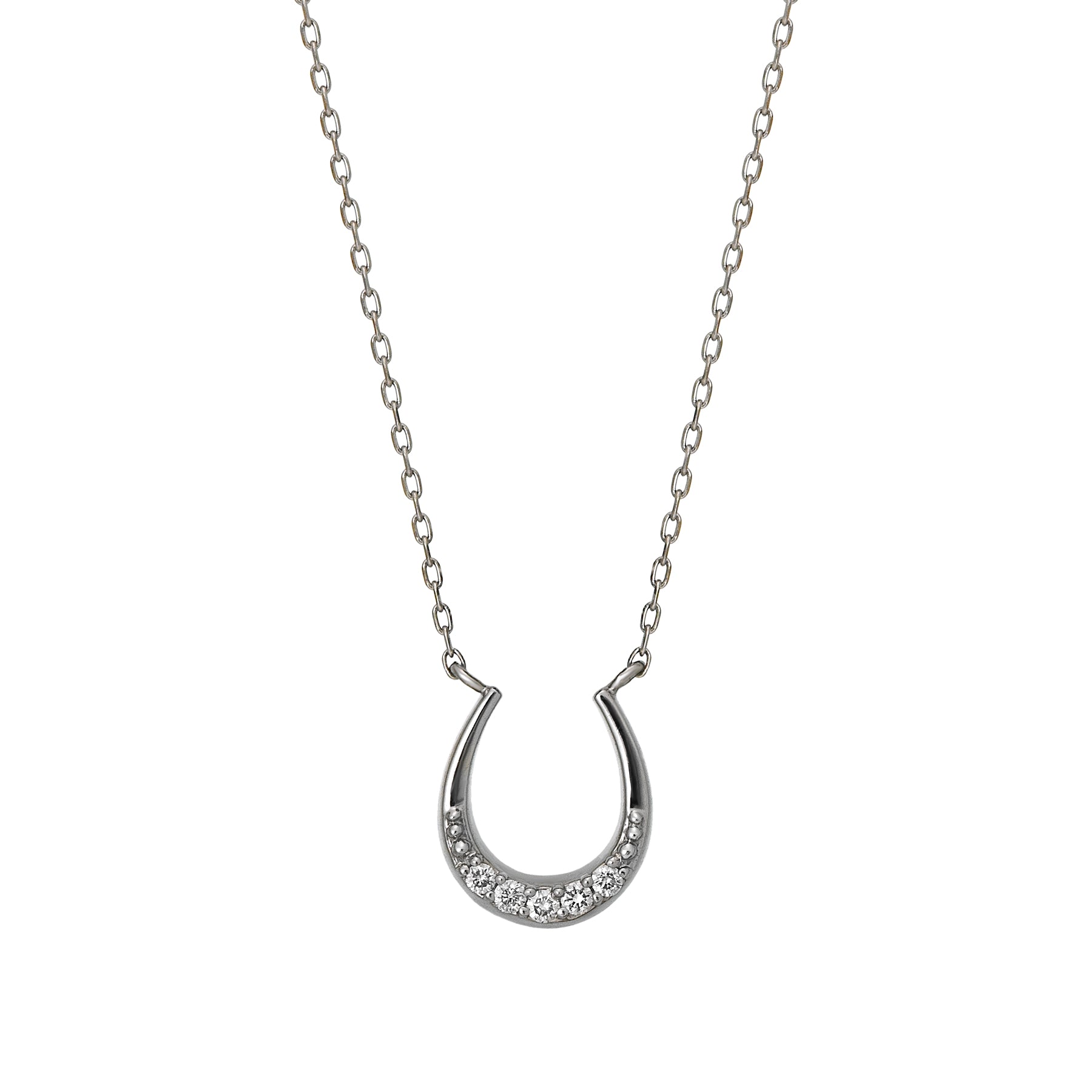 Platinum Diamond Horseshoe Necklace - Product Image