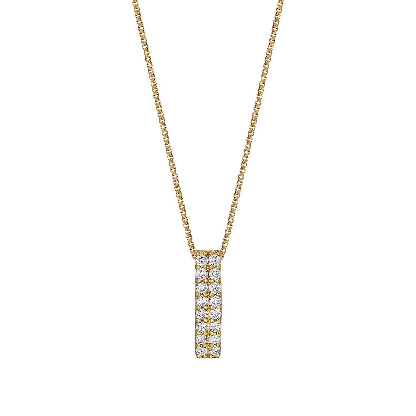 18K Yellow Gold Diamond Rectangle Necklace - Product Image