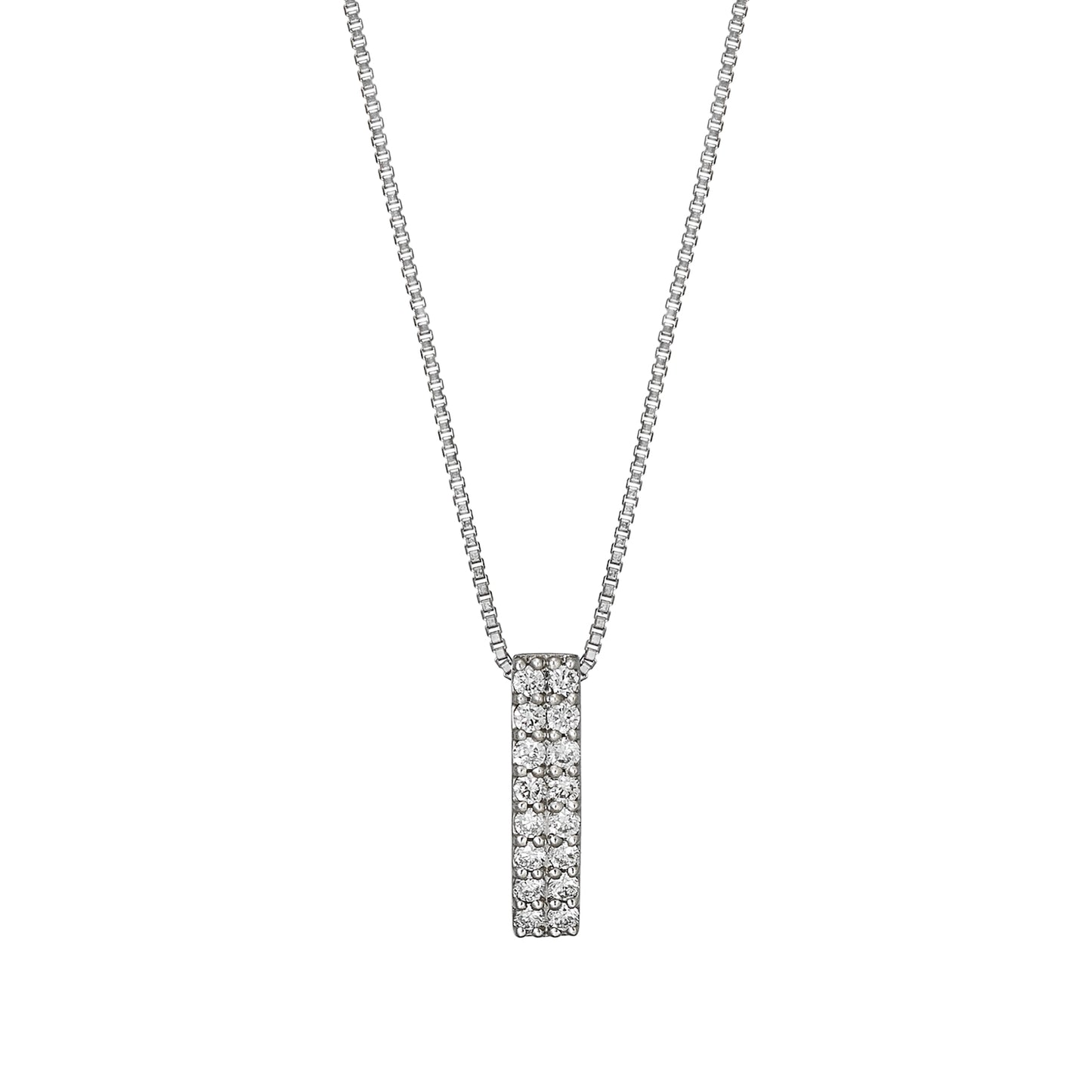 Platinum Diamond Rectangle Necklace - Product Image