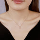 Platinum Diamond Rectangle Necklace - Model Image