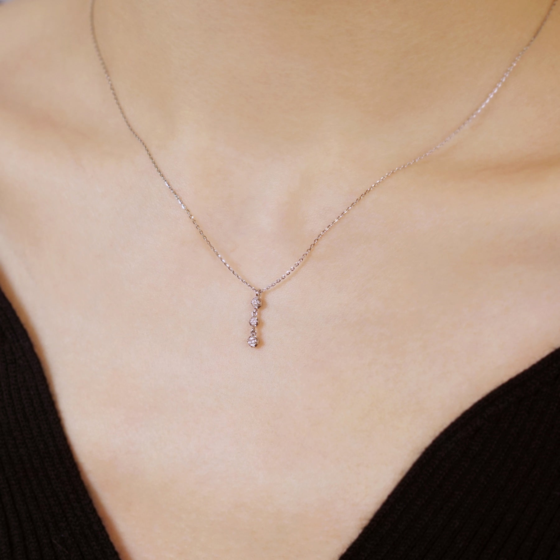Platinum Diamond Trilogy Necklace - Model Image