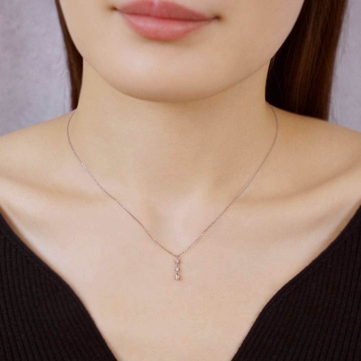 Platinum Diamond Trilogy Necklace - Model Image