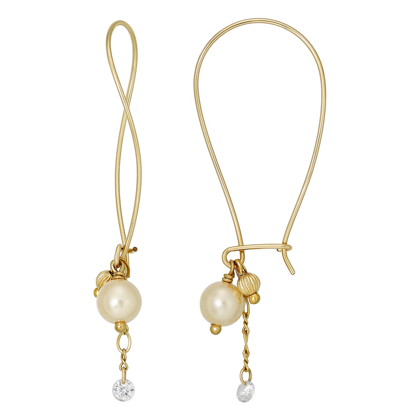 Gold Filled Pearl Wire Earrings - Product Image