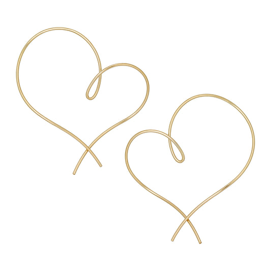 Gold Filled Twisted Heart Earrings (Large) - Product Image