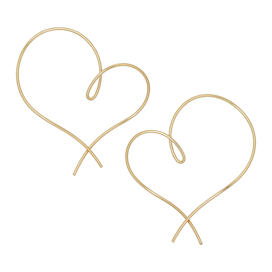 Gold Filled Twisted Heart Earrings (Large) - Product Image
