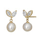 10K Yellow Gold Marquise Pearl Earrings - Product Image