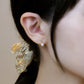 10K Yellow Gold Marquise Pearl Earrings - Model Image
