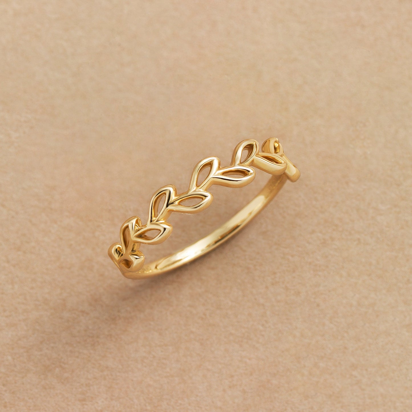 10K Yellow Gold Leaf Crown Pinky Ring - Product Image