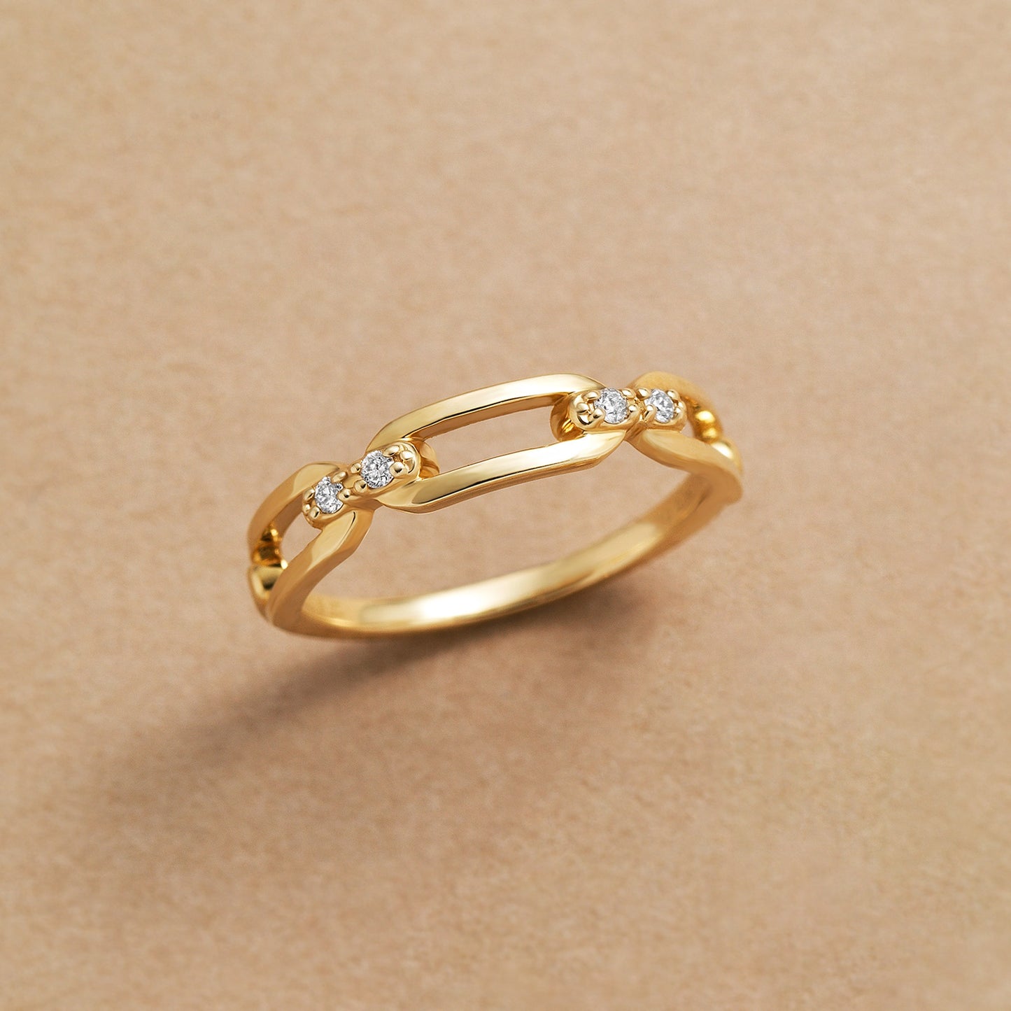 10K Yellow Gold Chain Diamond Pinky Ring - Product Image