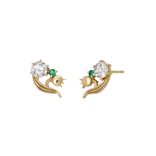 [Birth Flower Jewelry] May - Lily of The Valley Earrings (18K/10K Yellow Gold) - Product Image
