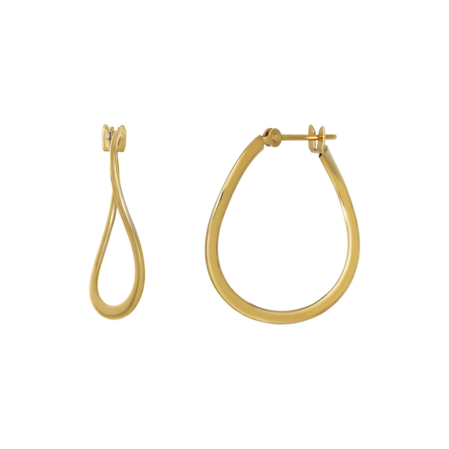 18K/10K Yellow Gold Wave Hoop Earrings - Product Image