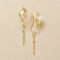 [Airy Clip-On Earrings] Freshwater Pearl Teardrop Earrings (10K Yellow Gold) - Product Image