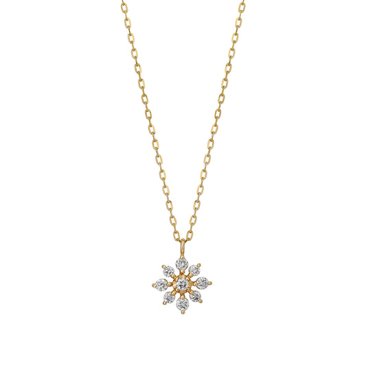 10K Yellow Gold Diamond Sparkle Design Necklace - Product Image