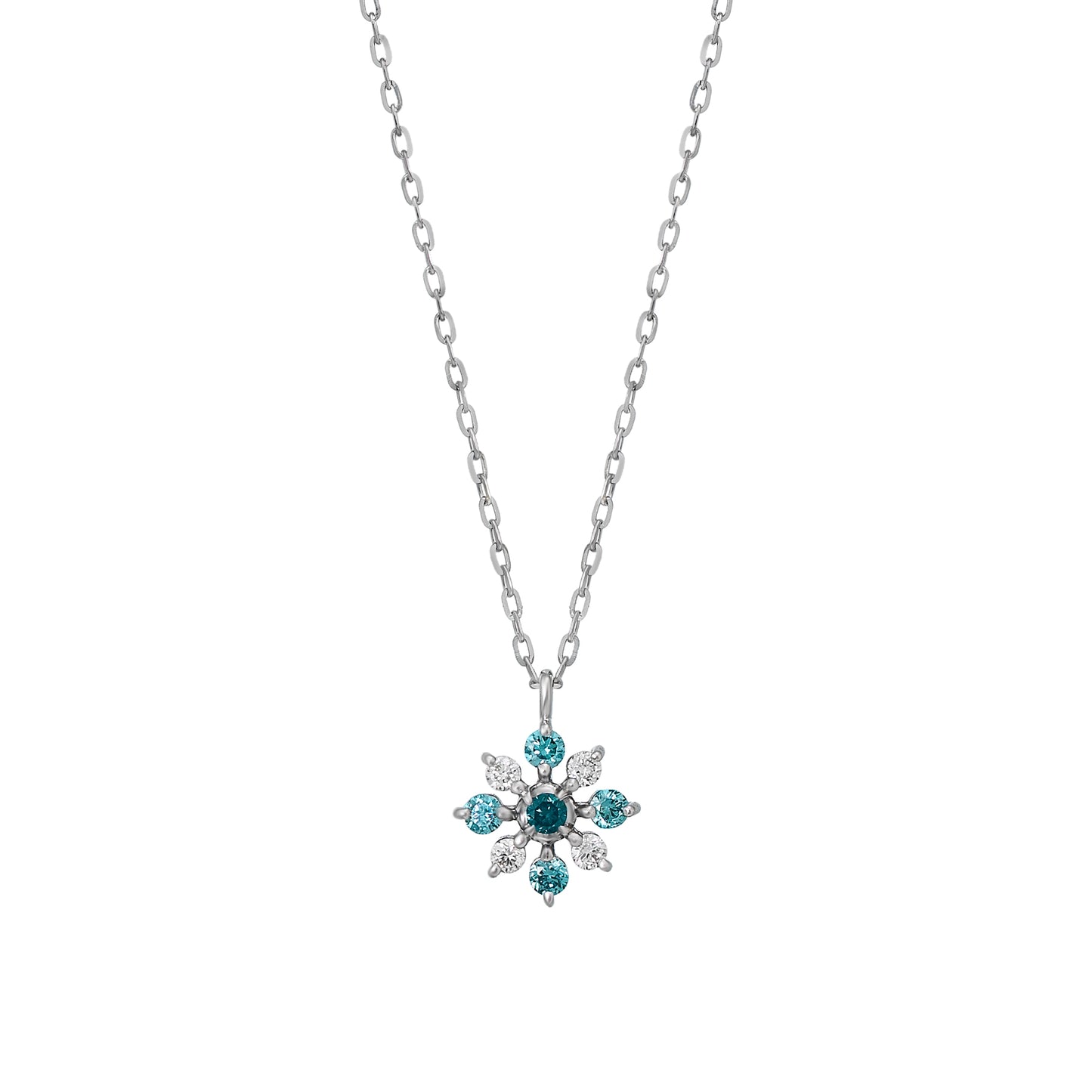 10K White Gold Diamond Gradation Sparkle Design Necklace - Product Image