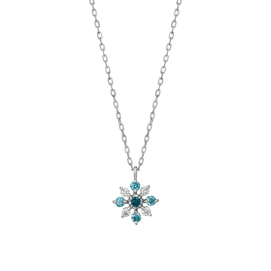 10K White Gold Diamond Gradation Sparkle Design Necklace - Product Image