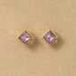 [Second Earrings] 18K Yellow Gold Light Amethyst Pyramidal Cut Earrings - Product Image