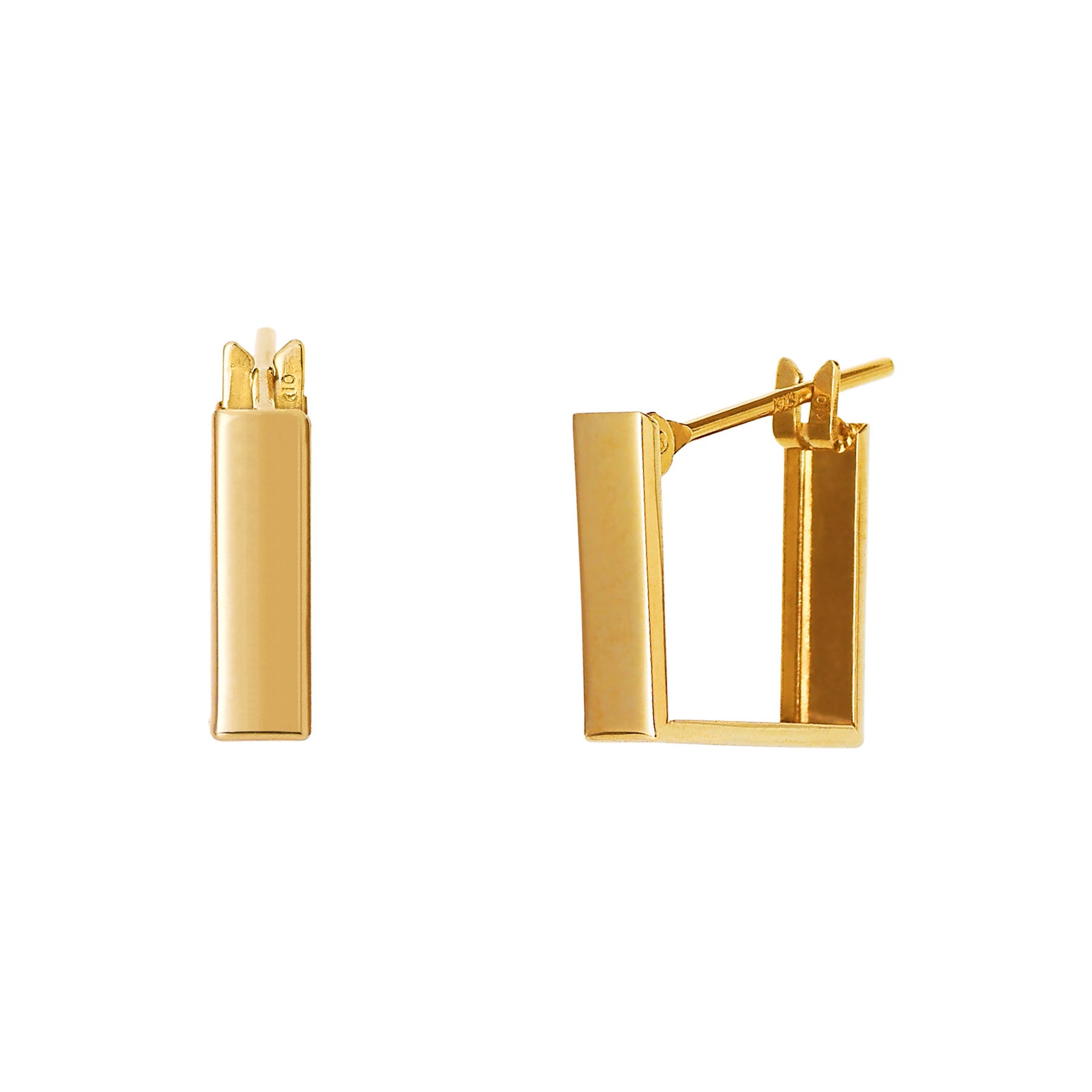 10K Yellow Gold Square Bridge Earrings - Product Image