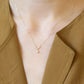 10K Yellow Gold Birthstone (Opal) Swinging Necklace - Model Image