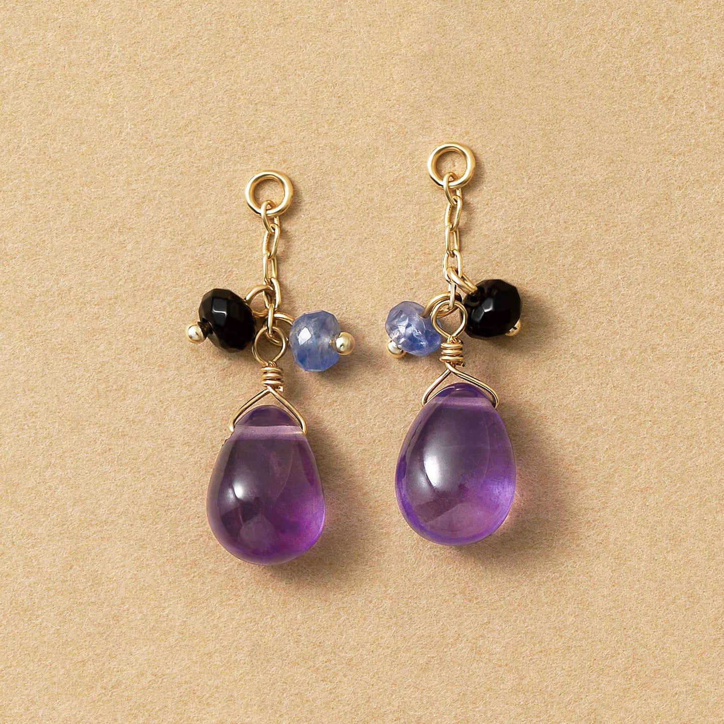 [Palette] 10K Yellow Gold Amethyst Charms - Product Image