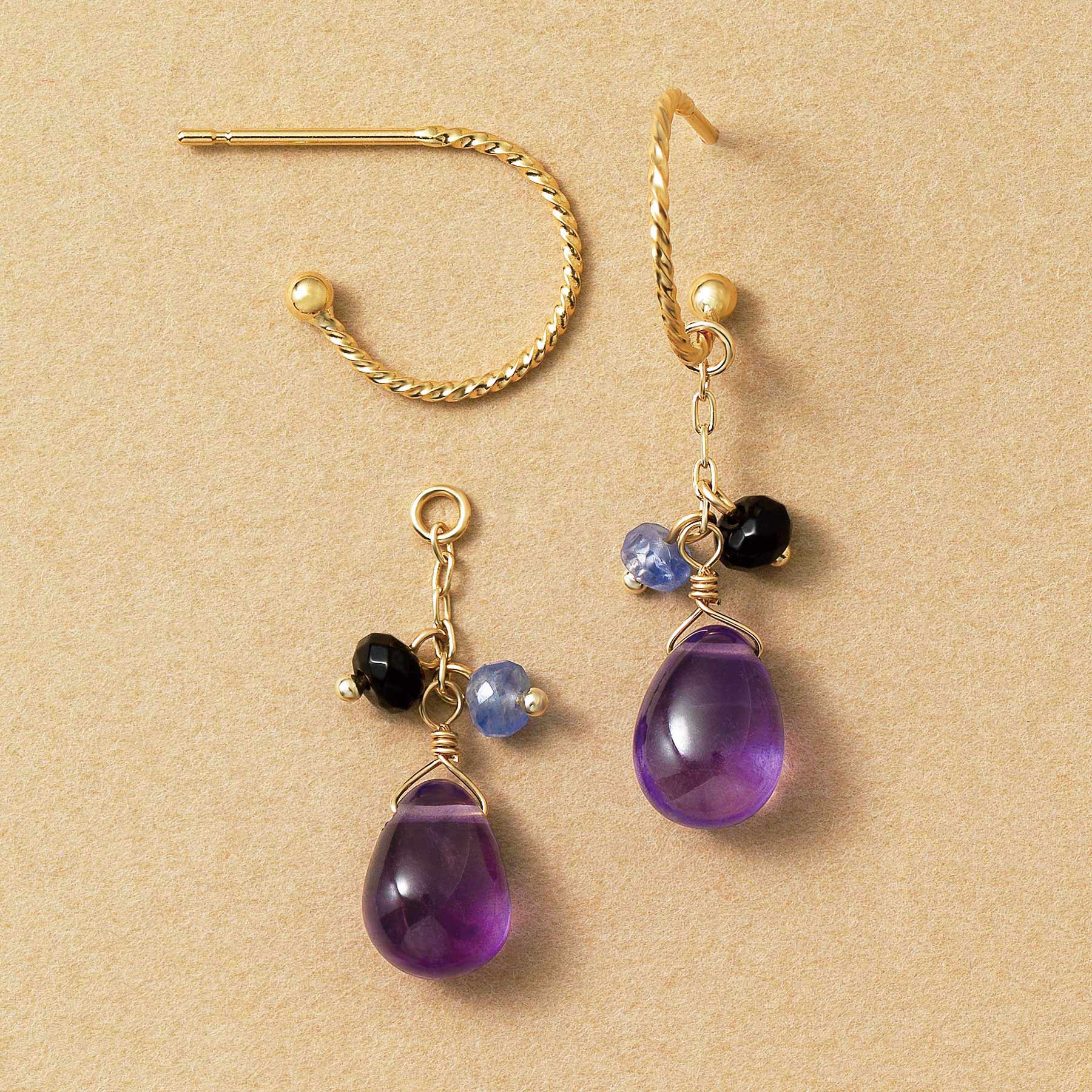 [Palette] 10K Yellow Gold Amethyst Charms - Product Image
