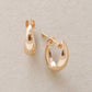 18K/10K Rose Gold Moon Design Hoop Mini Earrings - Product Image