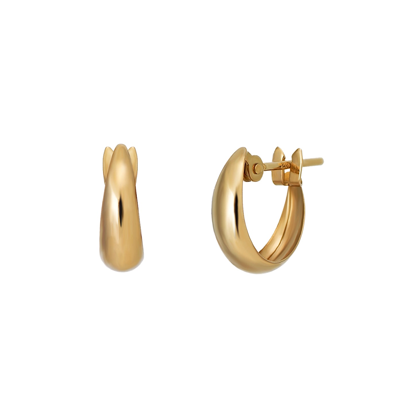 18K/10K Yellow Gold Moon Design Hoop Mini Earrings - Product Image