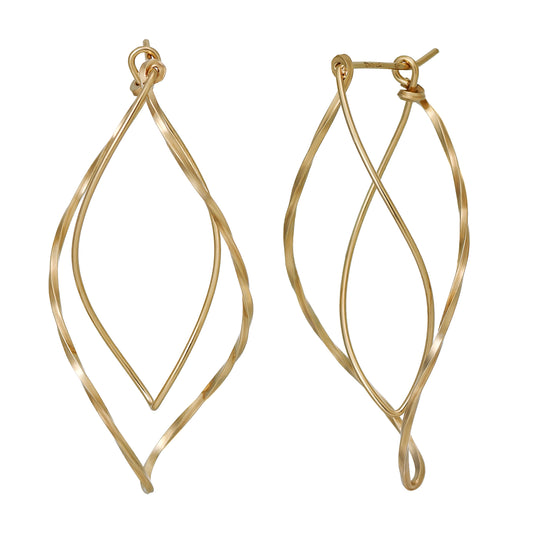 Gold Filled Marquise Hoop Earrings - Product Image