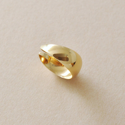 10K Yellow Gold Chunky Hoop Wide Ear Cuff - Product Image