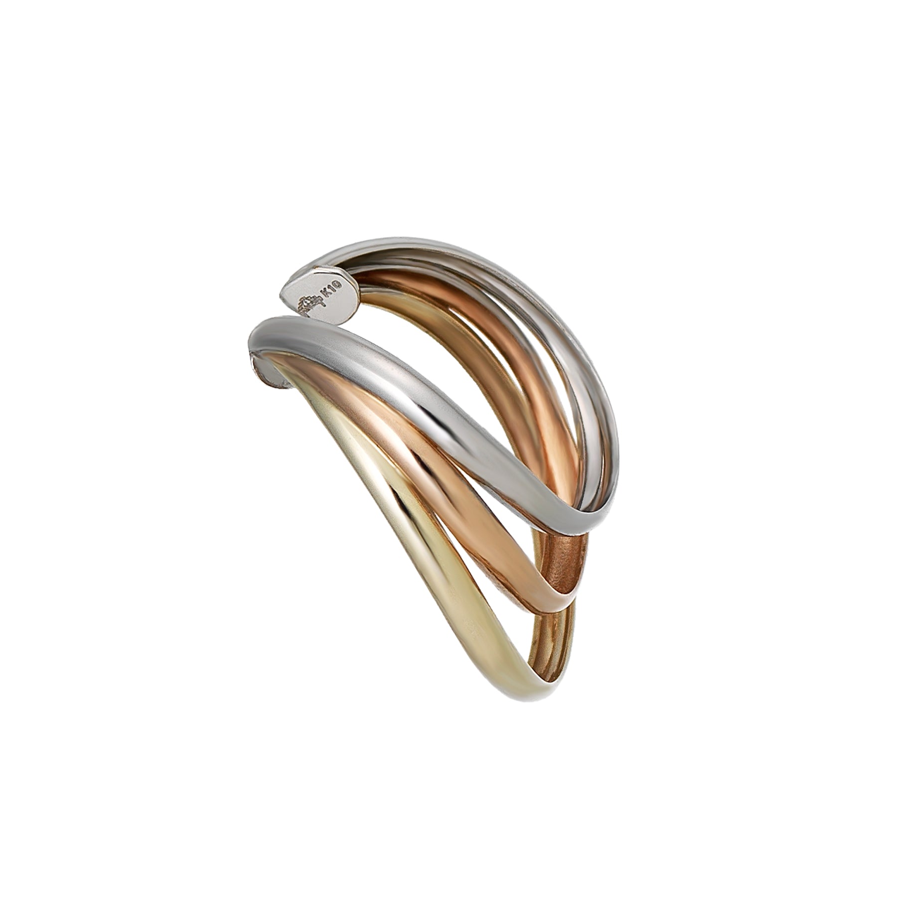10K Gold 3-Color Ear Cuff (White Gold / Yellow Gold / Rose Gold) - Product Image