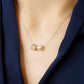 [Pannier] 10K Yellow Gold Pearl & Cube Necklace - Model Image