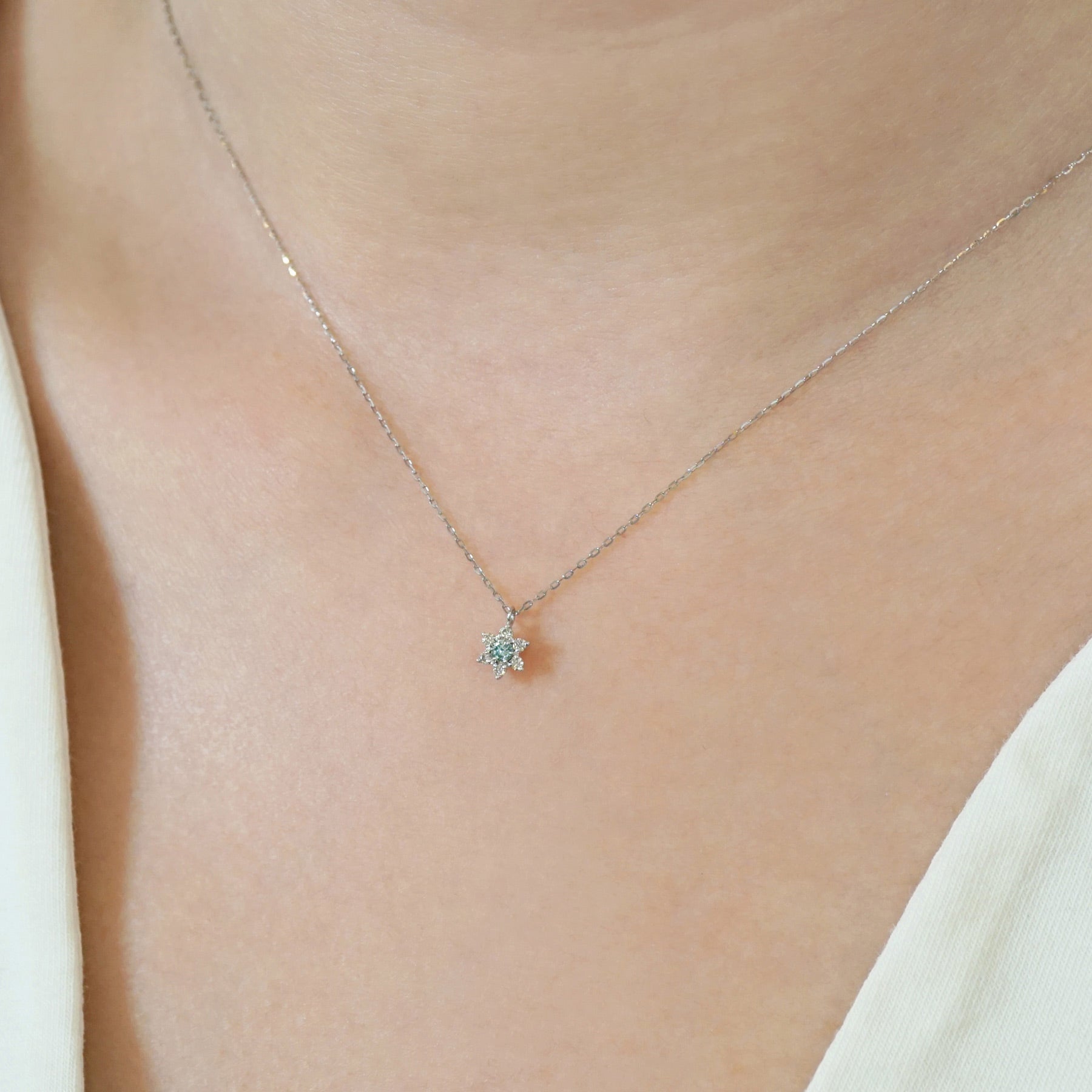 10K Diamond Lumiere Mini Necklace (IB) (White Gold) - Model Image
