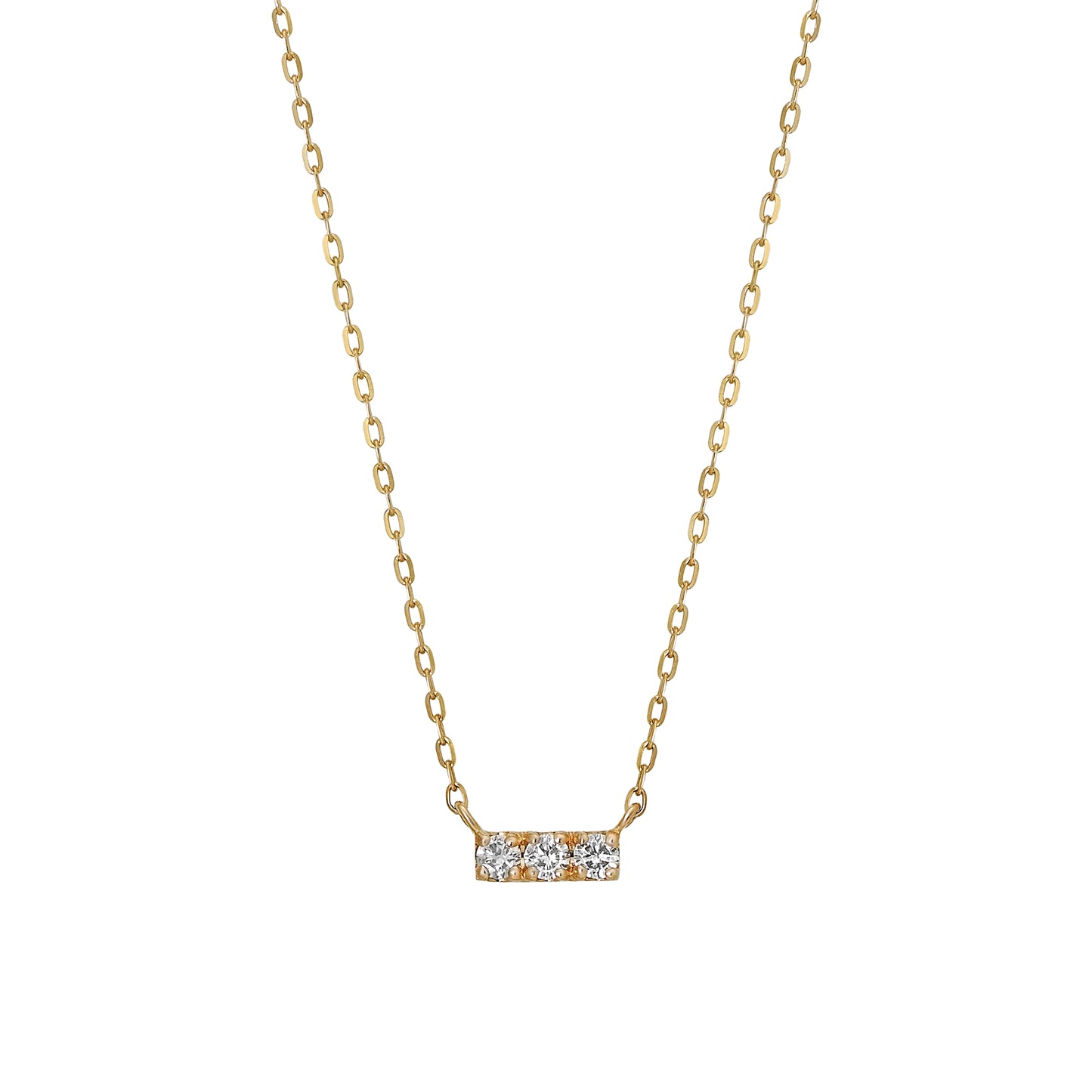 10K Yellow Gold Diamond 3-Stone Necklace - Product Image
