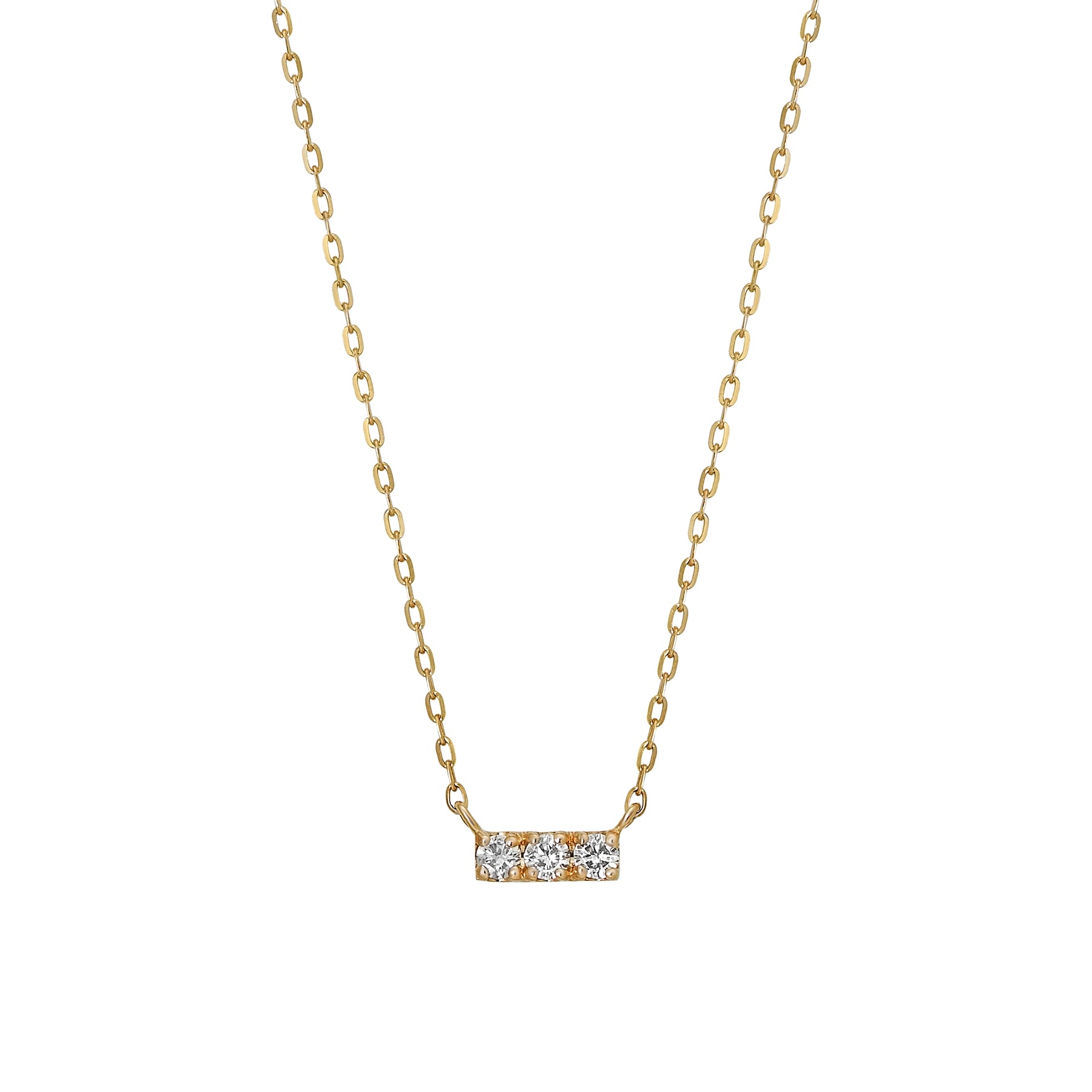 10K Yellow Gold Diamond 3-Stone Necklace - Product Image