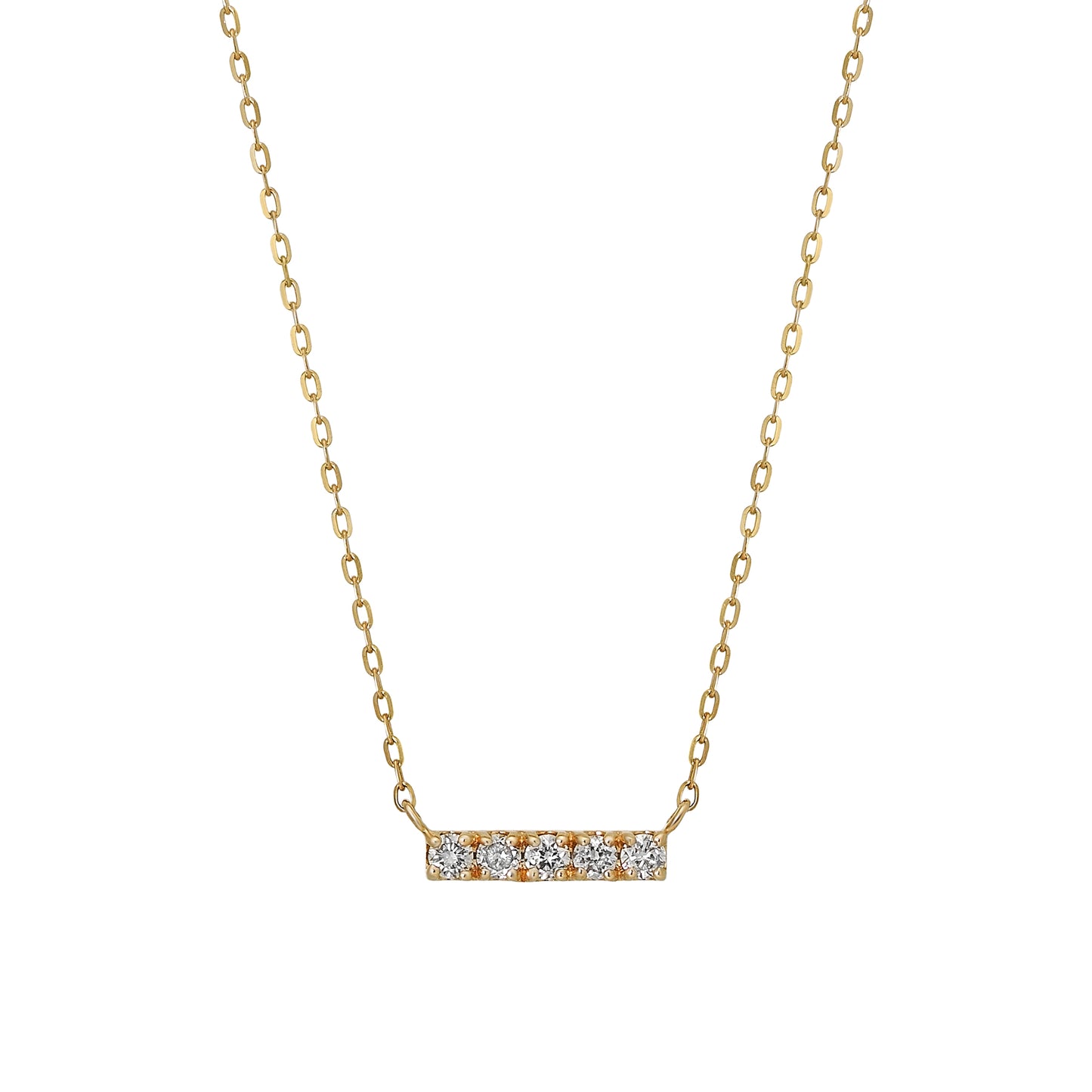10K Yellow Gold Diamond 5-Stone Necklace - Product Image